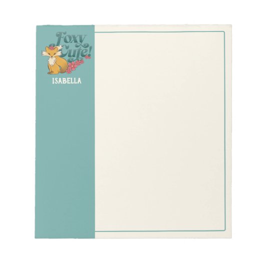 Foxy Cute met hart aangepaste naam Notitieblok (Voorkant)