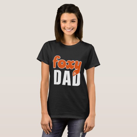 Foxy Dad Shirt Funny Father Gift Cute Fox Cartoon  (Voorkant volledig)