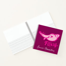 Foxy deep roze vos face gepersonaliseerd notitieboek