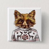 Foxy DPRY Fox Vierkante Button 5,1 Cm (Voorkant)