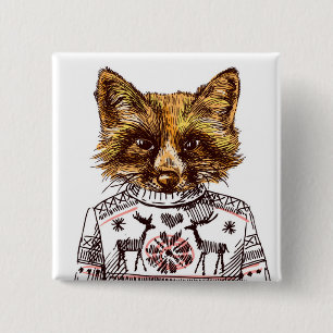 Foxy DPRY Fox Vierkante Button 5,1 Cm