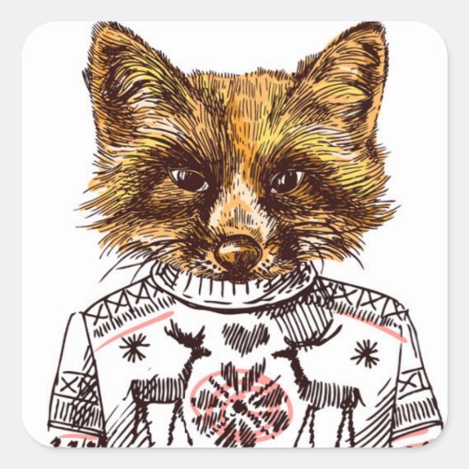Foxy DPRY Fox Vierkante Sticker (Voorkant)