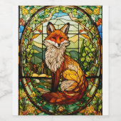 Foxy Elegance: Art Nouveau Vitral Wijnlabel Wijn Etiket (Enkel label)