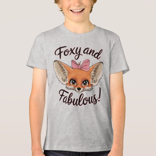 Foxy en Fabulous Schattigee Fennec Fox Tri-Blend Shirt (Voorkant)
