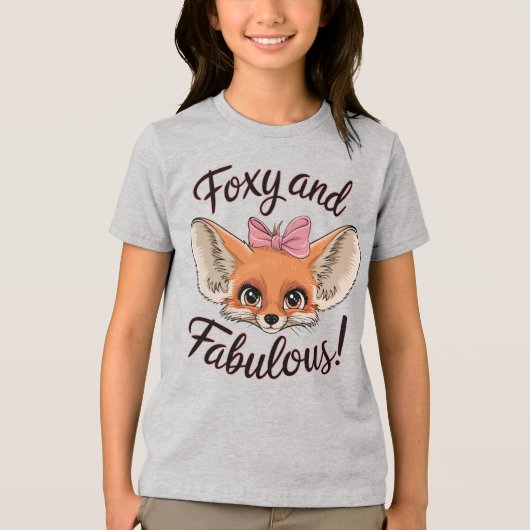 Foxy en Fabulous Schattigee Fennec Fox Tri-Blend Shirt (Voorkant)