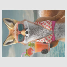 Foxy Felecia in bikini, zomerpret Tissuepapier
