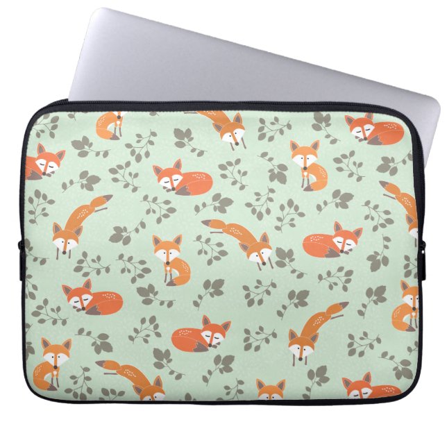 Foxy Floral-laptophoes Laptop Sleeve (Voorkant)