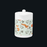 Foxy Floral Pattern Theepot<br><div class="desc">Schattig vossenpatroon dat in de Illustrator van Adobe wordt ontworpen.</div>