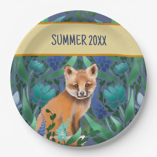 Foxy Floral Summer Papieren Bordje (Voorkant)