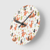 Foxy Forest Fun Fox Clock Ronde Klok (Hoek)