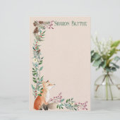 Foxy Forest Kerstmis 8,5 "l x 5,5" w briefpapier (Staand voorkant)
