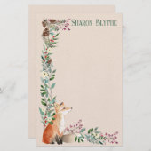 Foxy Forest Kerstmis 8,5 "l x 5,5" w briefpapier (Voorkant / Achterkant)