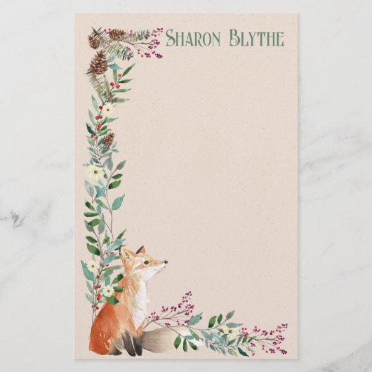 Foxy Forest Kerstmis 8,5 "l x 5,5" w briefpapier (Voorkant)