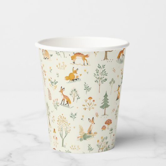 "Foxy Forest Paper Cup" Papieren Bekers (Voorkant)