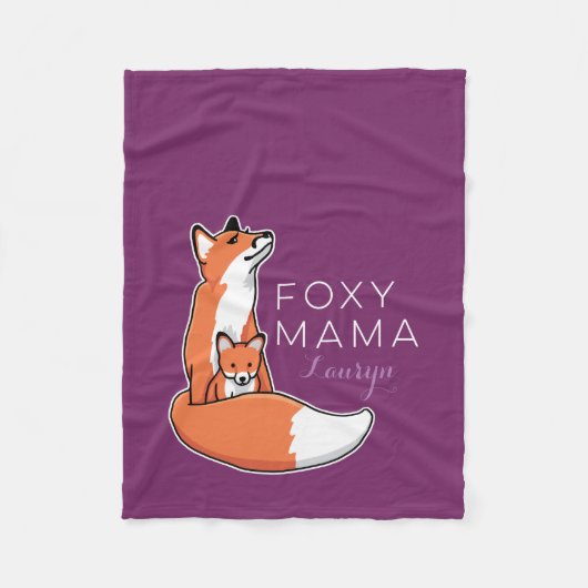 Foxy Fox Mama met Baby, op maat gemaakt Fleece Deken (Voorkant)