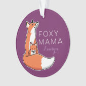 Foxy Fox Mama met Baby, op maat gemaakt Ornament (voorkant)