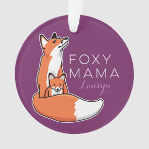 Foxy Fox Mama met Baby, op maat gemaakt Ornament