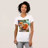 "Foxy Fun: Cartoon Fox White Girl's T-shirt" T-shirt (Voorkant volledig)