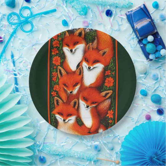 Foxy Fun Green Papieren Bordje (Feest)