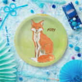 Foxy Ginger Fox Waterverf Papieren Bordje (Feest)