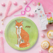 Foxy Ginger Fox Waterverf Papieren Bordje (Feest)