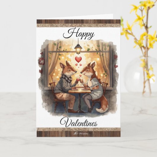 Foxy - Happy Valentines Card Kaart (Gele Bloem)