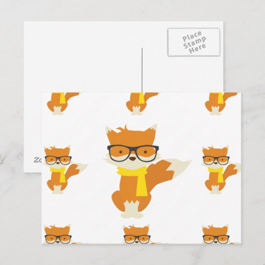 Foxy Hipster Briefkaart (Voorkant / Achterkant)