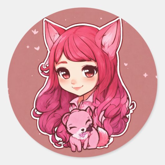 Foxy Hug Twitch Badge Ronde Sticker (Voorkant)