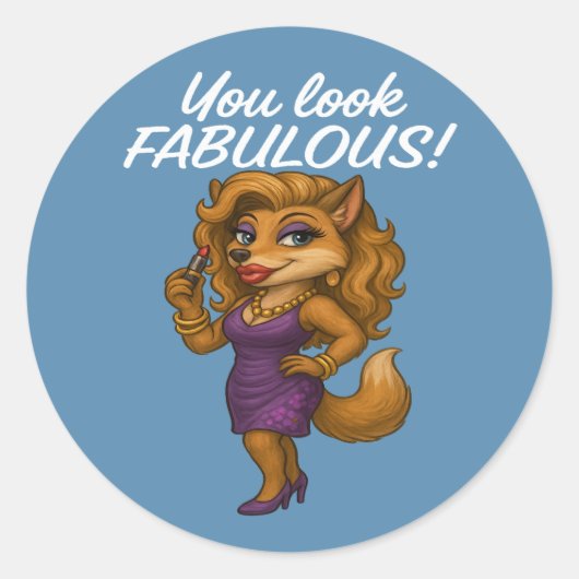 Foxy in het Paars Ronde Sticker (Voorkant)