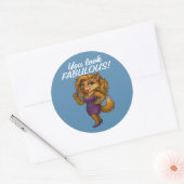 Foxy in het Paars Ronde Sticker (Envelop)