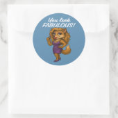 Foxy in het Paars Ronde Sticker (Tas)
