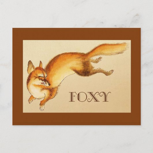 "Foxy" —  Japanse schets van vossen Briefkaart (Voorkant)