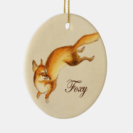 "Foxy" —  Japanse schets van vossen Keramisch Ornament (Rechts)