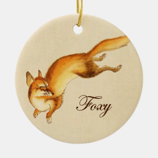 "Foxy" —  Japanse schets van vossen Keramisch Ornament (Voorkant)