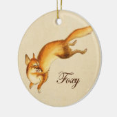 "Foxy" —  Japanse schets van vossen Keramisch Ornament (Links)