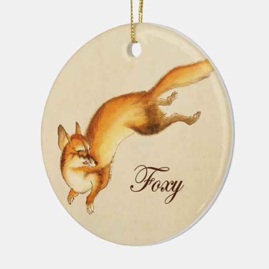 "Foxy" —  Japanse schets van vossen Keramisch Ornament (Links)