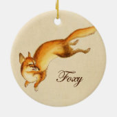 "Foxy" —  Japanse schets van vossen Keramisch Ornament (Achterkant)