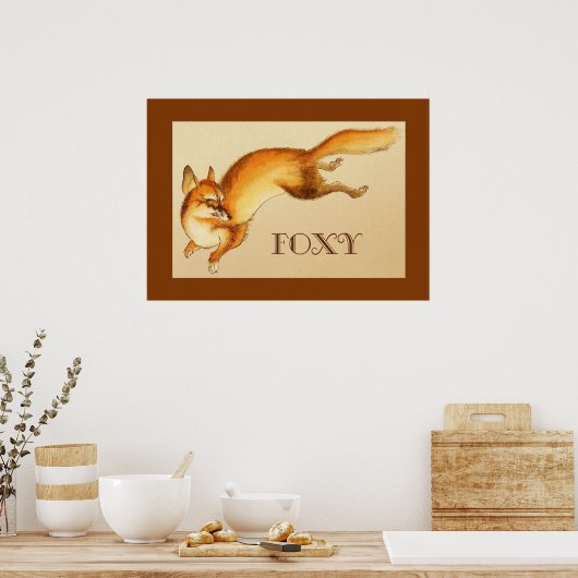 "Foxy" —  Japanse schets van vossen Poster (Keuken)