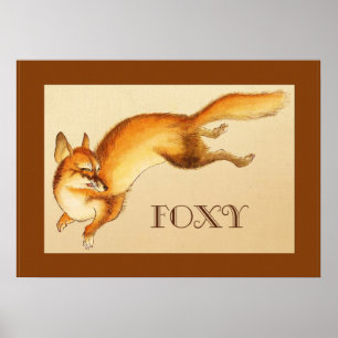 "Foxy" —  Japanse schets van vossen Poster
