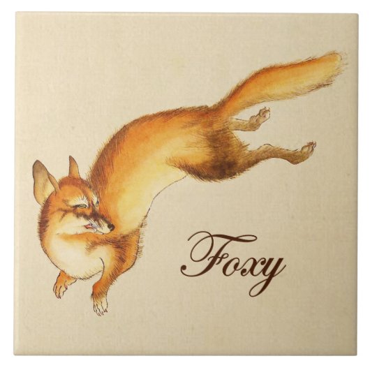 "Foxy" — Japanse schets van vossen Tegeltje (Voorkant)