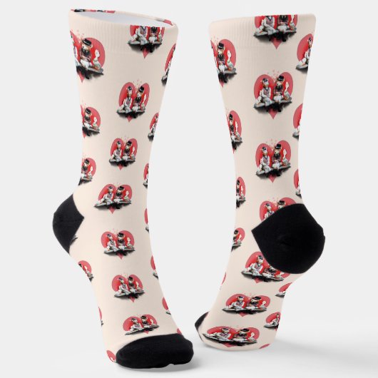 Foxy Koppel Valentijnsdag Sokken (Gebogen)