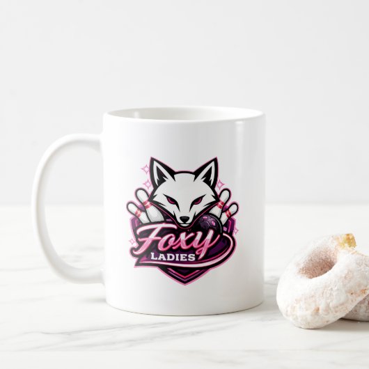 Foxy Ladies Bowling Team Logo Koffiemok (Met donut)
