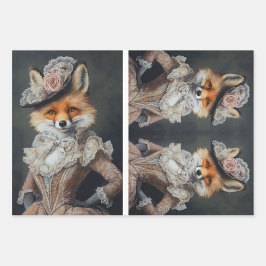Foxy Lady Fox Decoupage Papier Inpakpapier Vel (Voorkant 3)