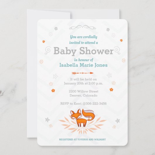 Foxy Loxy Baby shower Invitation Kaart (Voorkant)