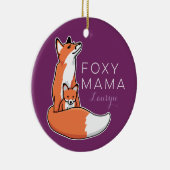 Foxy Mama Red Fox met Pup, op maat gemaakt Keramisch Ornament (Rechts)