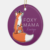 Foxy Mama Red Fox met Pup, op maat gemaakt Keramisch Ornament (Links)