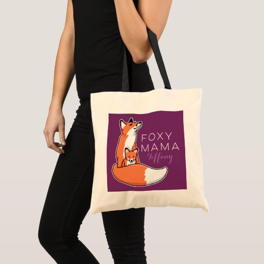 Foxy Mama Red Fox met Pup, op maat gemaakt Tote Bag (Voorkant (product))