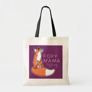 Foxy Mama Red Fox met Pup, op maat gemaakt Tote Bag