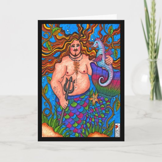 Foxy Merman met een Seahorse Kaart (Voorkant)