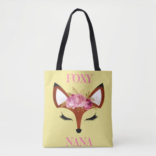 Foxy Nana Fox & Rozen Moederdag Birthday Tote Bag (Voorkant)